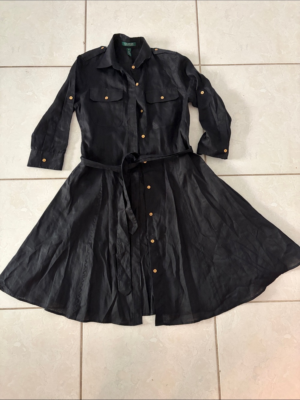 Ralph Lauren Black Button-Front Shirt Midi Dress, new but not tags 💯% linen.